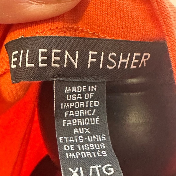 Eileen Fisher Orange Pull Over Dress Size XL‎ Square Neck Short Sleeve Pockets - Picture 4 of 5
